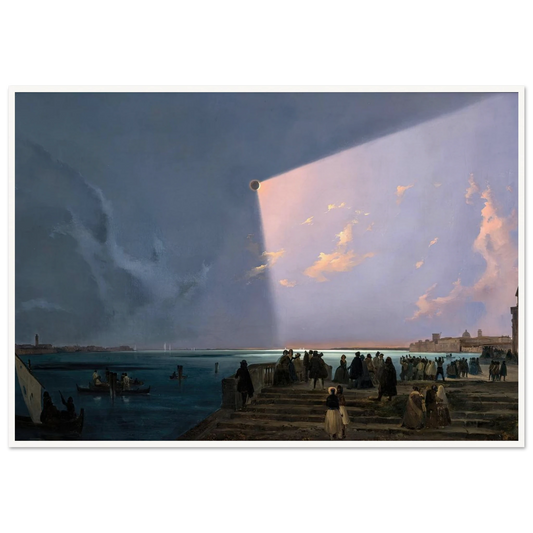 The Eclipse of the Sun in Venice, July 6, 1842 (1800s) Art Print | Ippolito Caffi - Framed Poster - 30x40 cm / 12x16″ - Black frame