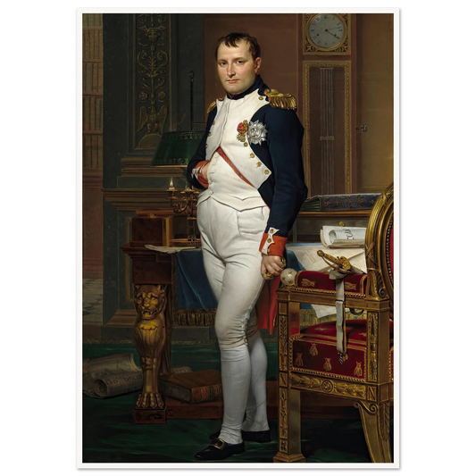 The Emperor Napoleon in His Study at the Tuileries (1812) Art Print | Jacques Louis David - Framed Poster - 30x40 cm / 12x16″ - Black frame