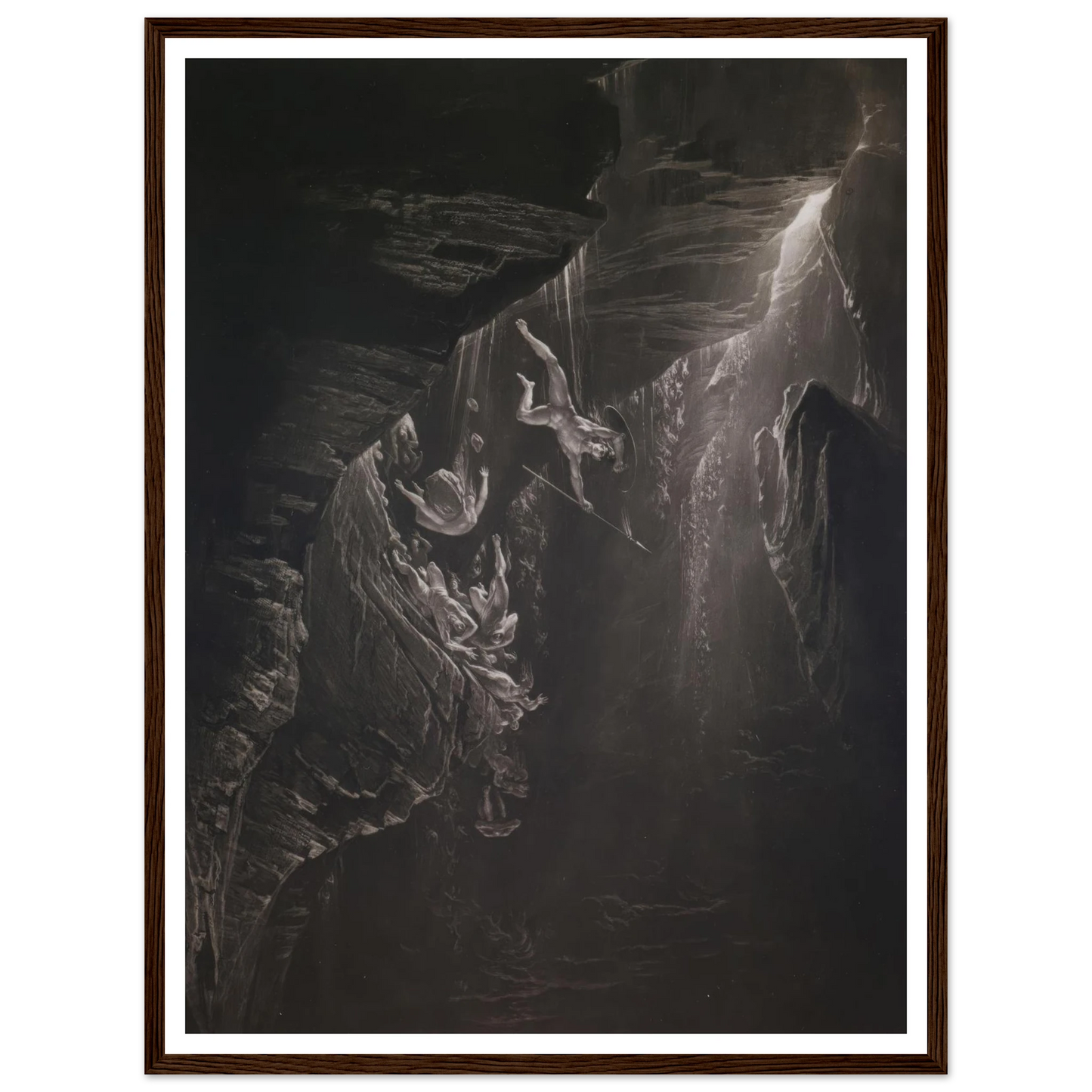 The Fall of the Rebel Angels (1825) Art Print | John Martin - Framed Poster - 30x40 cm / 12x16″ - Black frame