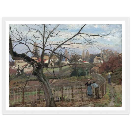 The Fence (1872) Art Print | Camille Pissarro - Framed Poster - 30x40 cm / 12x16″ - Black frame