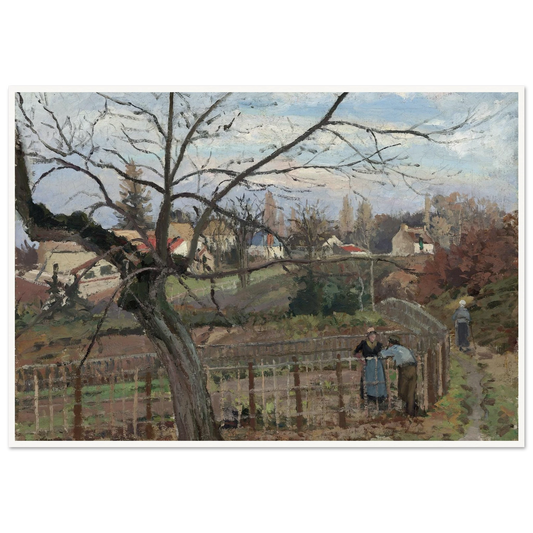 The Fence (1872) Art Print | Camille Pissarro - Framed Poster - 30x40 cm / 12x16″ - Black frame