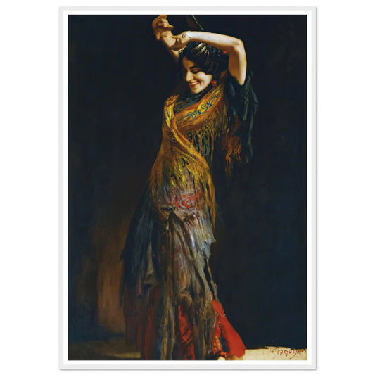 The Flamenco Dancer Art Print | Leopold Schmutzler - Framed Poster - 70x100 cm / 28x40″ - Black frame