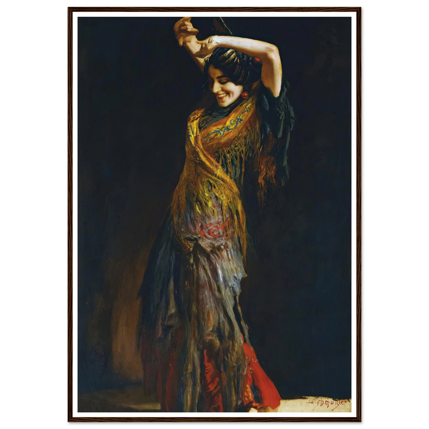 The Flamenco Dancer Art Print | Leopold Schmutzler - Framed Poster - 70x100 cm / 28x40″ - Black frame