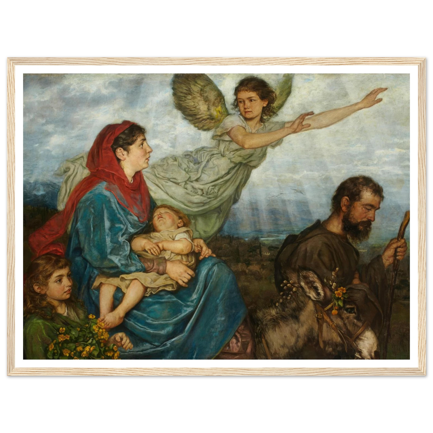The Flight into Egypt (1879) Art Print | Hans Thoma - Framed Poster - 30x40 cm / 12x16″ - Black frame