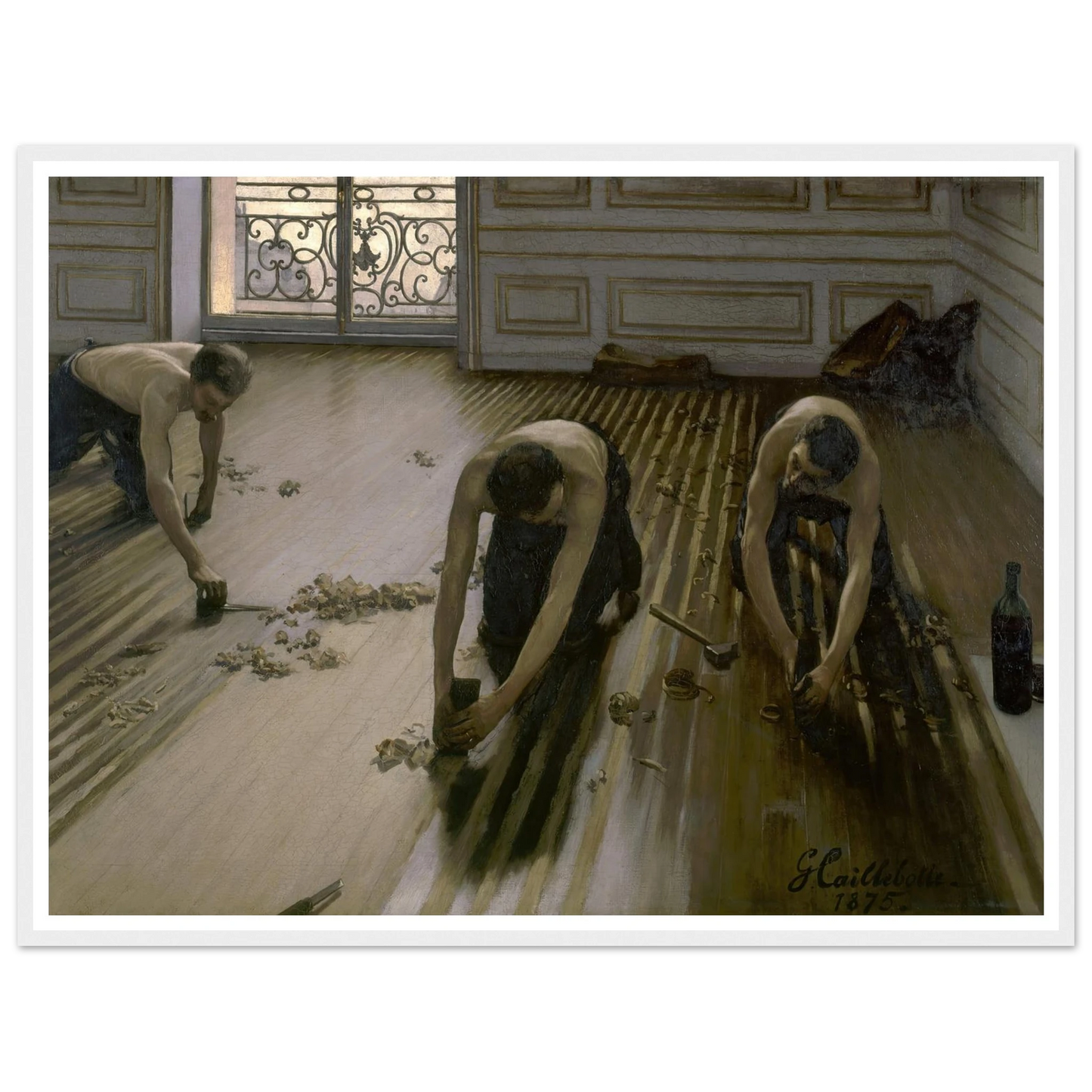 The Floor Planers (1875) Art Print | Gustave Caillebotte - Framed Poster - 30x40 cm / 12x16″ - Black frame