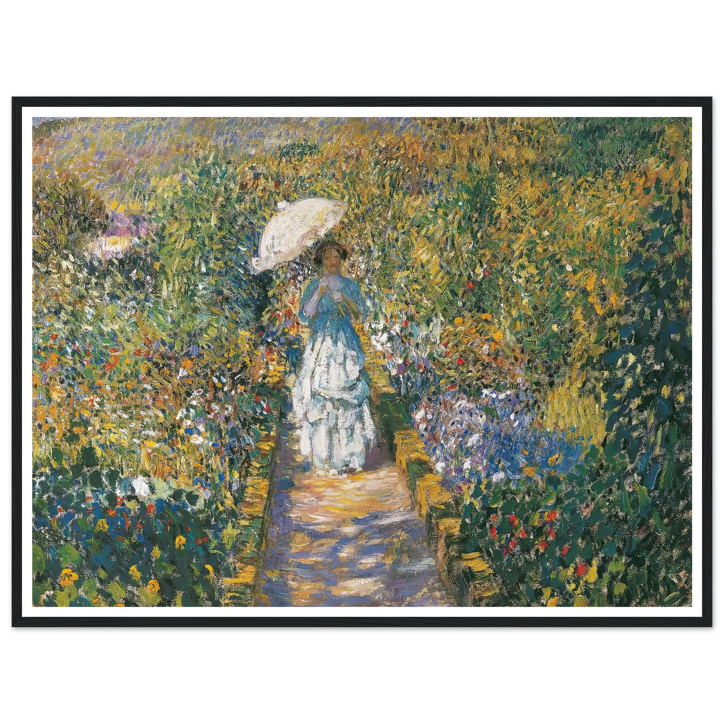 The Garden path Art Print | Frederick Carl Frieseke - Framed Poster - 30x40 cm / 12x16″ - Black frame