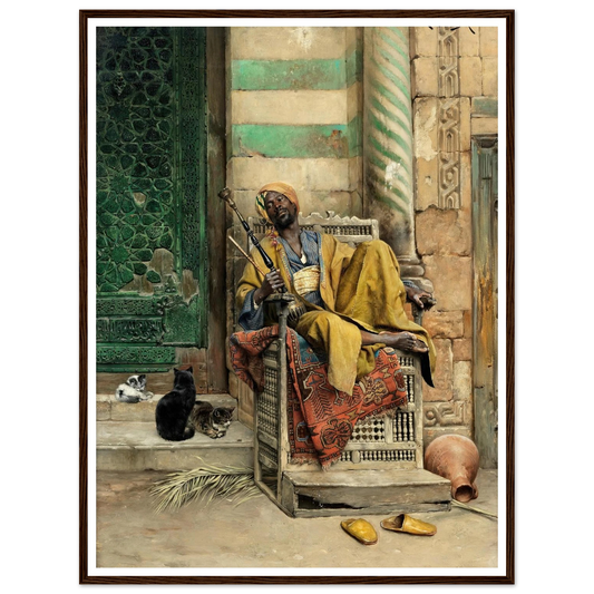 The Goza Smoker (1884) Art Print | Ludwig Deutsch - Framed Poster - 30x40 cm / 12x16″ - Black frame