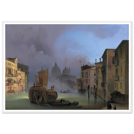 The Grand Canal, Venice, From The Ponte Dell’accademia, With Santa Maria Della Salute Art Print | Ippolito Caffi - Framed Poster - 30x40 cm / 12x16″ - Black frame