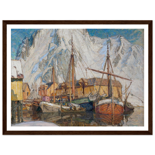 The Harbour at Svolvaer, Lofoten Art Print | Anna Boberg - Framed Poster - 30x40 cm / 12x16″ - Black frame
