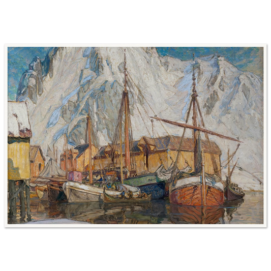 The Harbour at Svolvaer, Lofoten Art Print | Anna Boberg - Framed Poster - 30x40 cm / 12x16″ - Black frame
