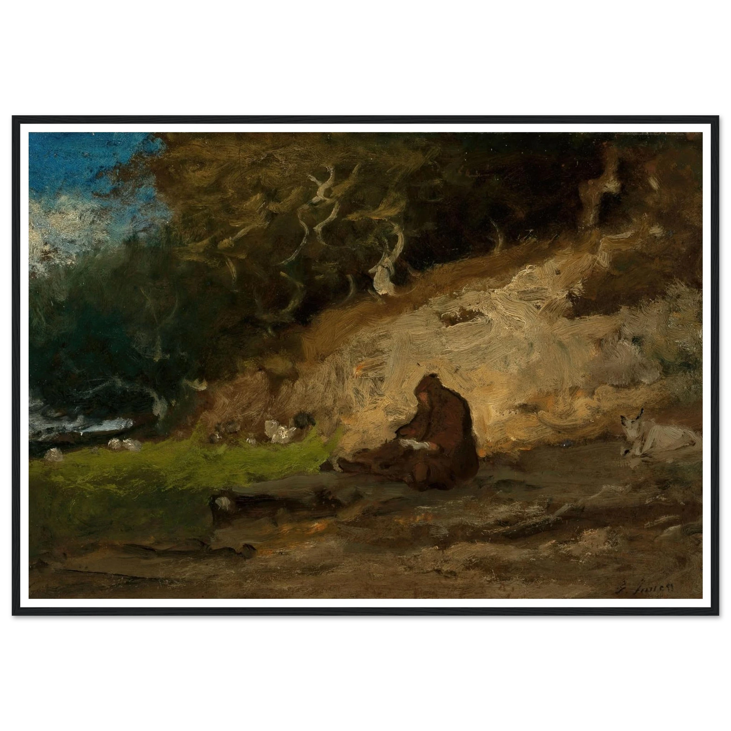 The Hermit (circa 1883-85) Art Print | George Inness - Framed Poster - 30x40 cm / 12x16″ - Black frame