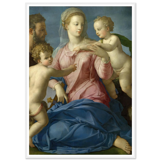 The Holy Family with the Infant Saint John the Baptist (1540s) Art Print | Agnolo Bronzino - Framed Poster - 30x40 cm / 12x16″ - Black frame