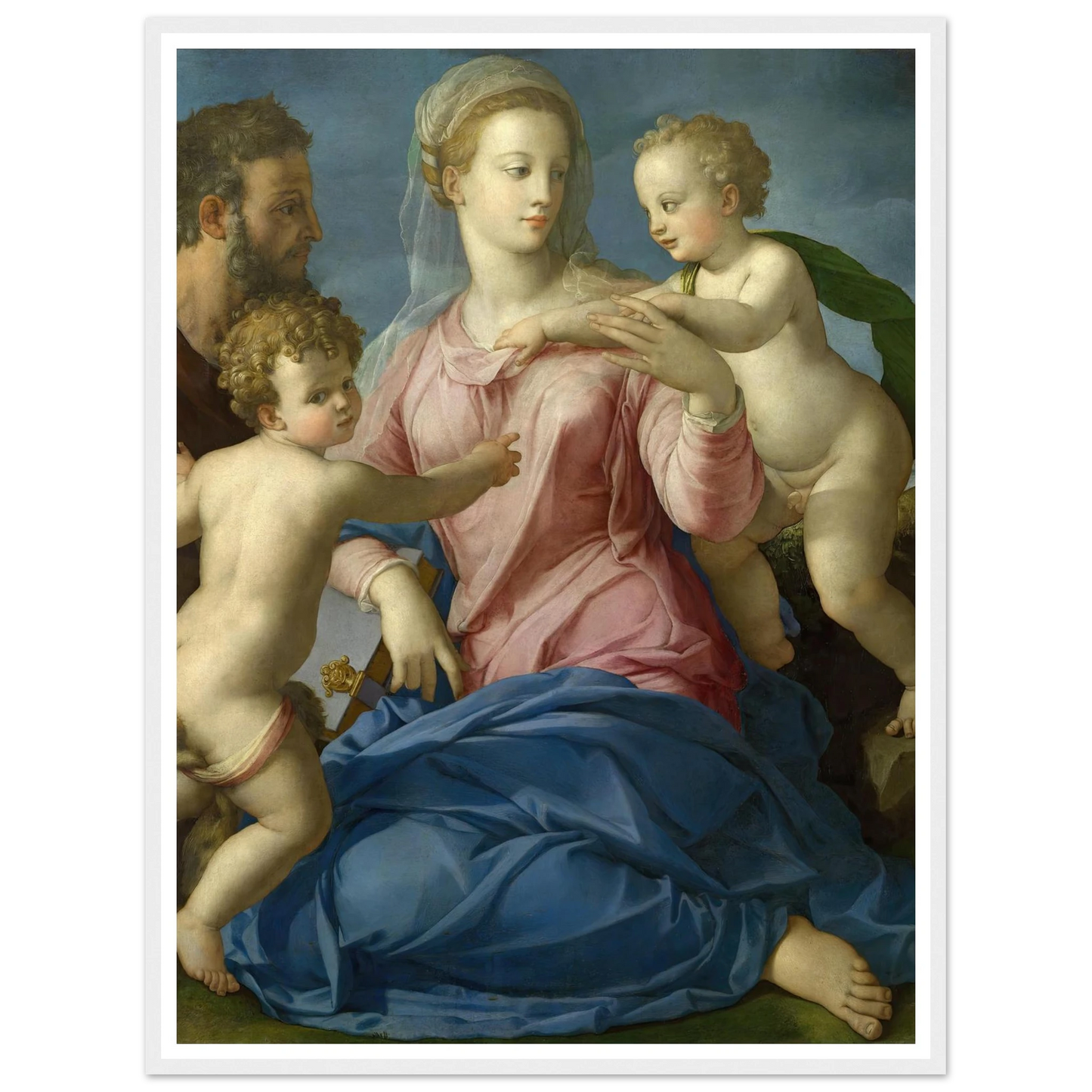 The Holy Family with the Infant Saint John the Baptist (1540s) Art Print | Agnolo Bronzino - Framed Poster - 30x40 cm / 12x16″ - Black frame