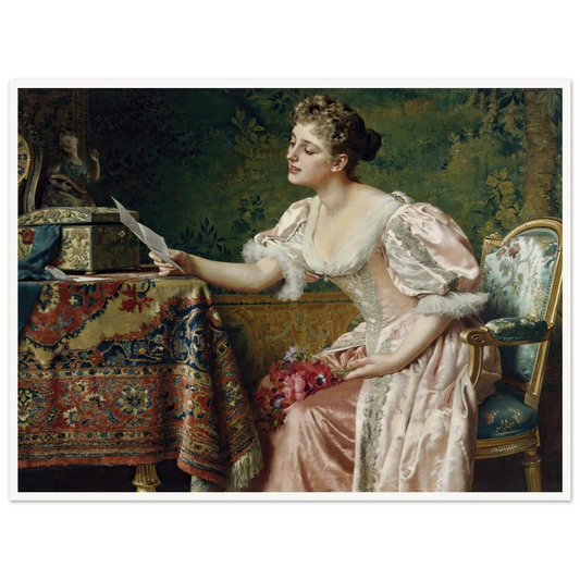 The Invitation (1897) Art Print | Wladyslaw Czachorski - Framed Poster - 30x40 cm / 12x16″ - Black frame