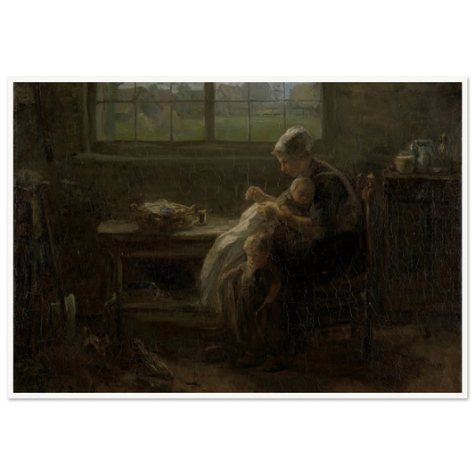 ‘The Joy of Motherhood’ (1890) Art Print | Jozef Israels - Framed Poster - 30x40 cm / 12x16″ - Black frame