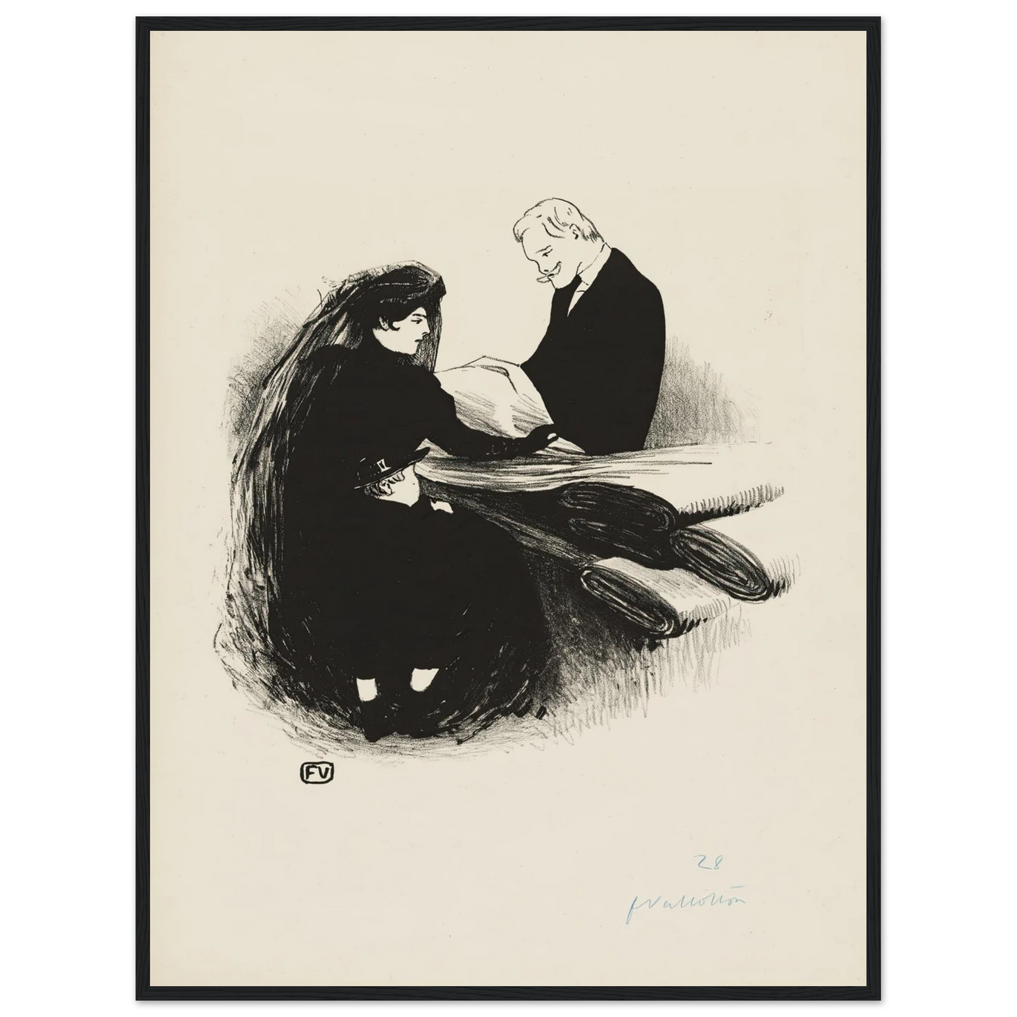 The Latest Fashion (1893) Art Print | Felix Vallotton - Framed Poster - 30x40 cm / 12x16″ - Black frame