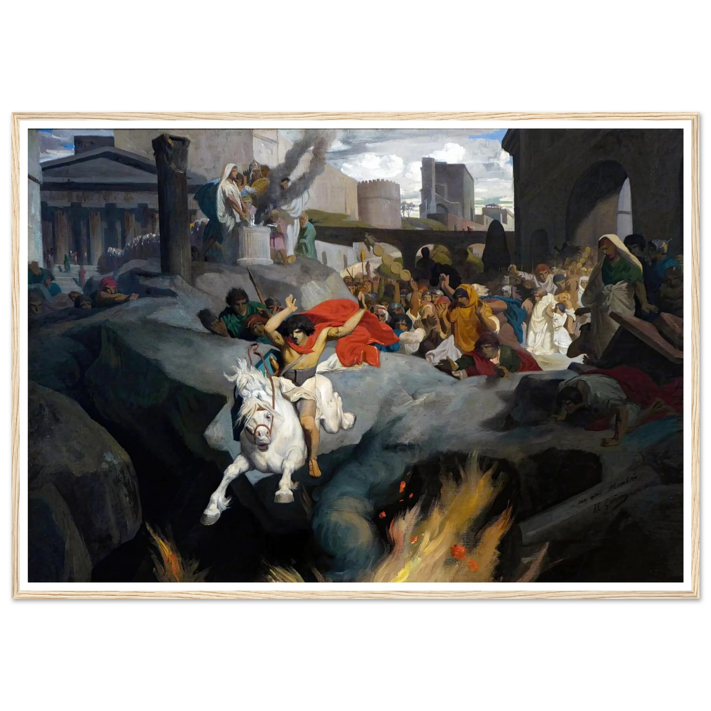 The Leap of Marcus Curtius (1850-1855) Art Print | Jean Leon Gerome - Framed Poster - 30x40 cm / 12x16″ - Black frame