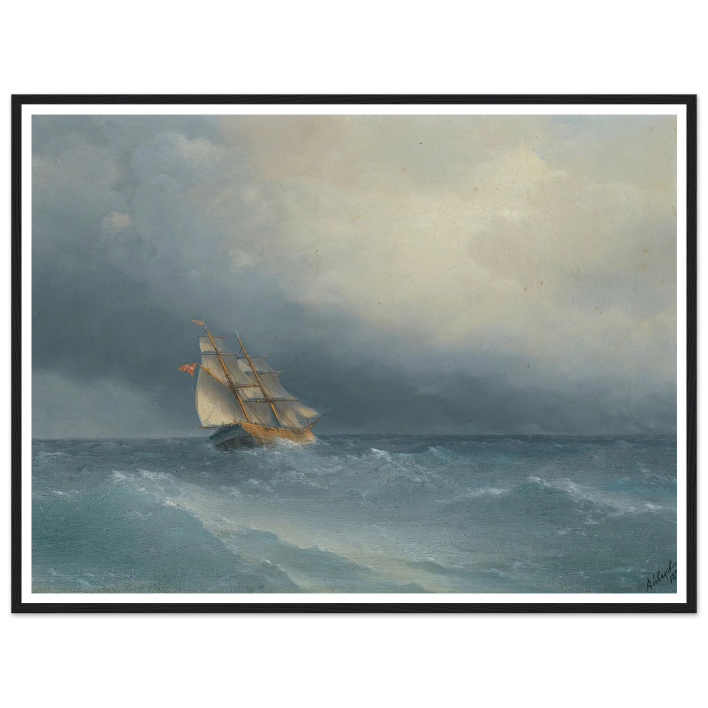 The Lifting Storm (1880) Art Print | Ivan Konstantinovich Aivazovsky - Framed Poster - 30x40 cm / 12x16″ - Black frame