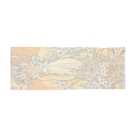 The Lily | Alphonse Mucha Scarf – Art Nouveau Scarf - - 27" × 71'' -