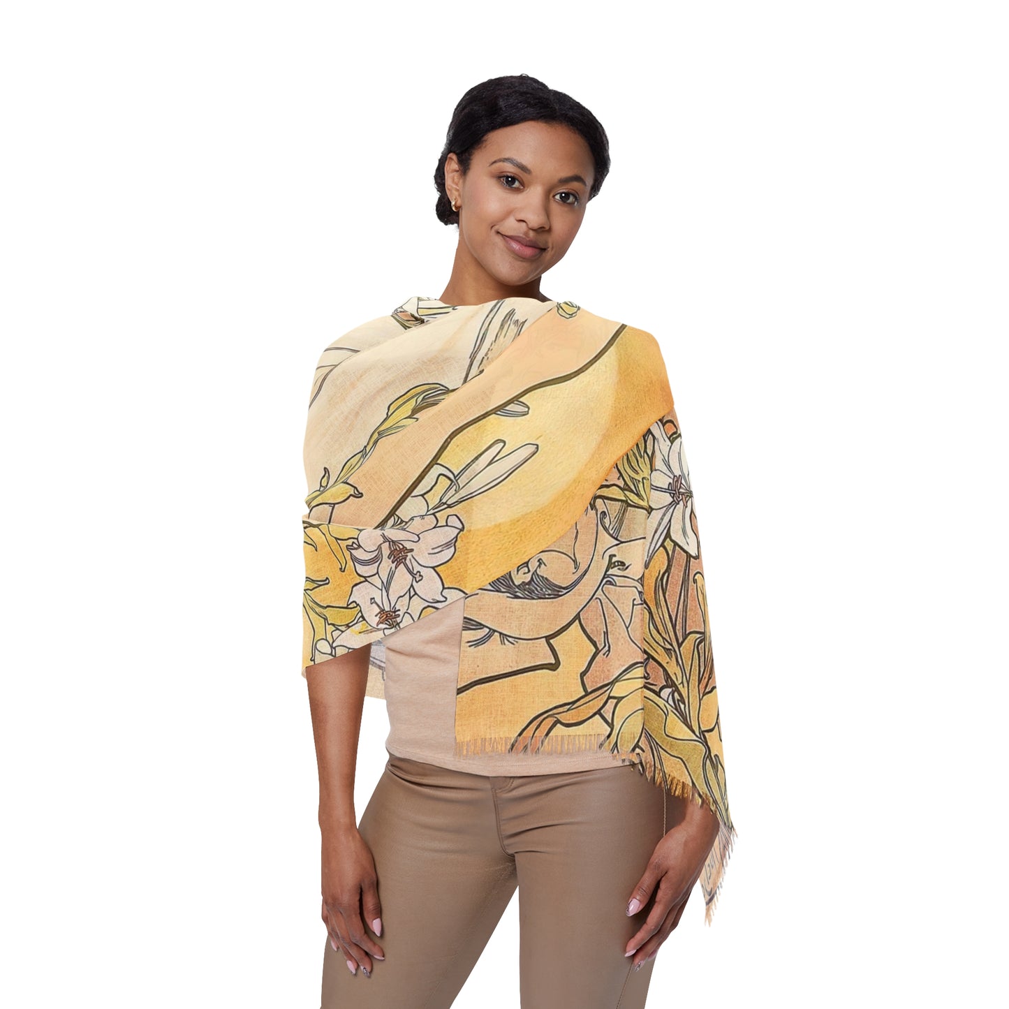 The Lily | Alphonse Mucha Scarf – Art Nouveau Scarf - - 27" × 71'' -