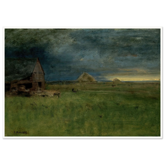 The Lonely Farm, Nantucket (1892) Art Print | George Inness - Framed Poster - 30x40 cm / 12x16″ - Black frame
