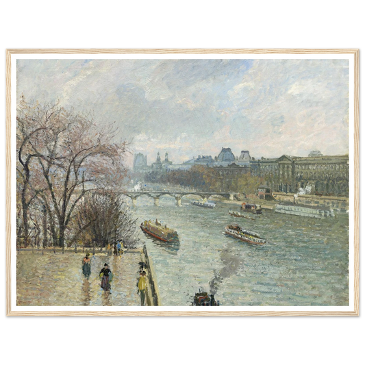 The Louvre,Afternoon Rainy Weather (1900) Art Print | Camille Pissarro - Framed Poster - 30x40 cm / 12x16″ - Black frame