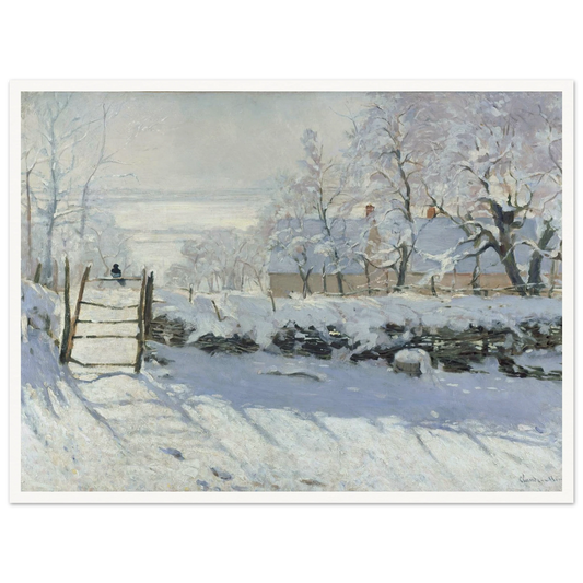 The Magpie (1868 - 1869) Art Print | Claude Monet - Framed Poster - 30x40 cm / 12x16″ - Black frame