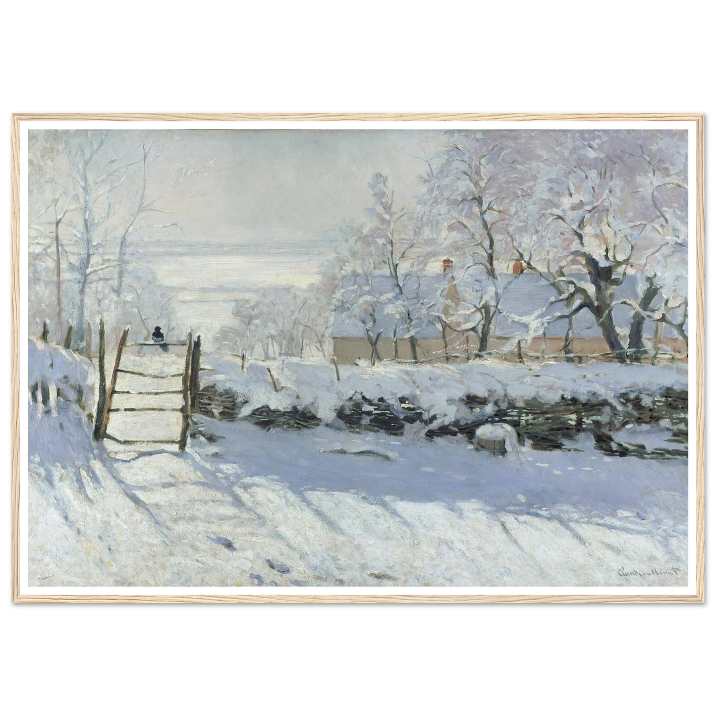 The Magpie (1868 - 1869) Art Print | Claude Monet - Framed Poster - 30x40 cm / 12x16″ - Black frame
