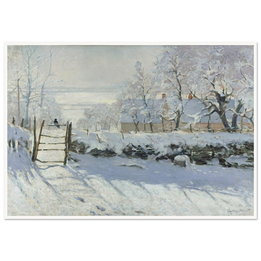 The Magpie (1868 - 1869) Art Print | Claude Monet - Framed Poster - 30x40 cm / 12x16″ - Black frame