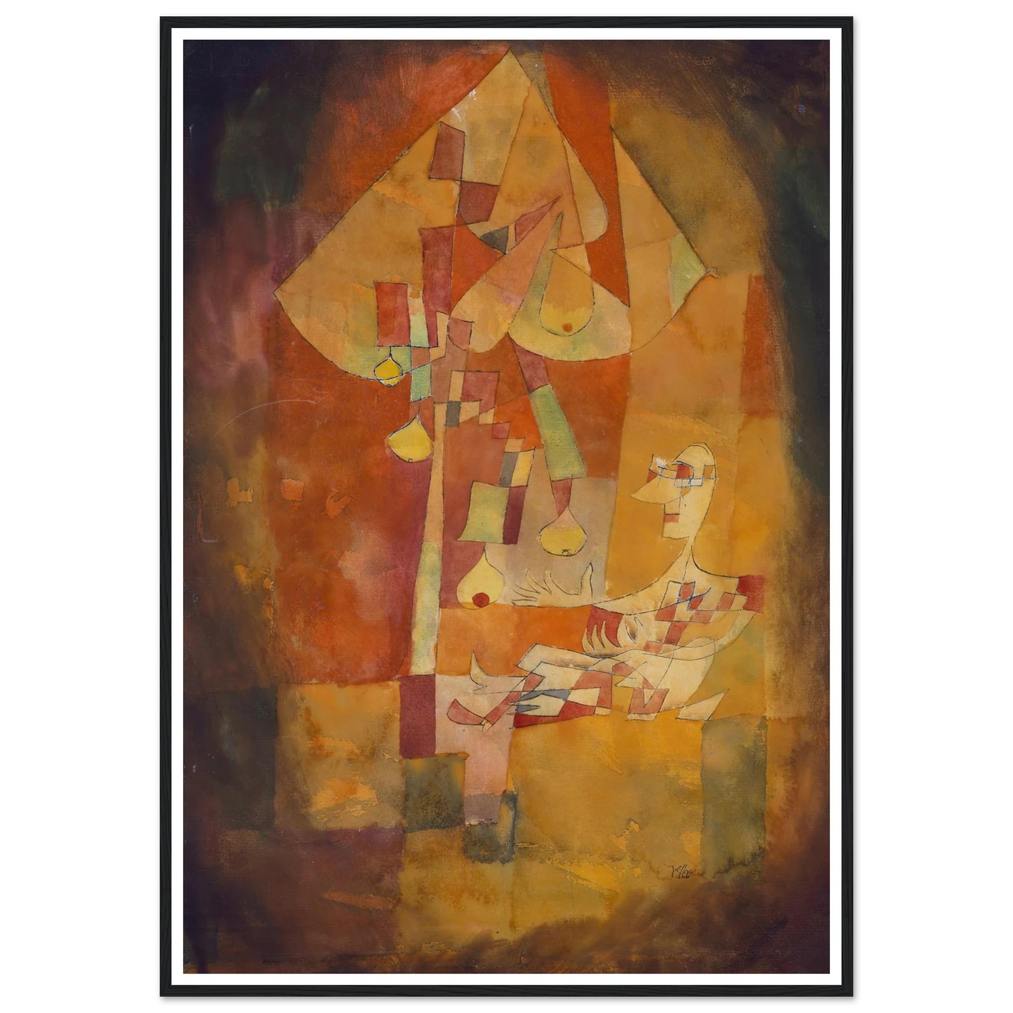The Man Under the Pear Tree (1921) Art Print | Paul Klee - Framed Poster - 30x40 cm / 12x16″ - Black frame