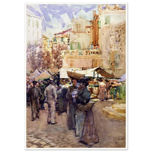 The market place, San Remo, Italy (1902) Art Print | Frances Hodgkins - Framed Poster - 30x40 cm / 12x16″ - Black frame