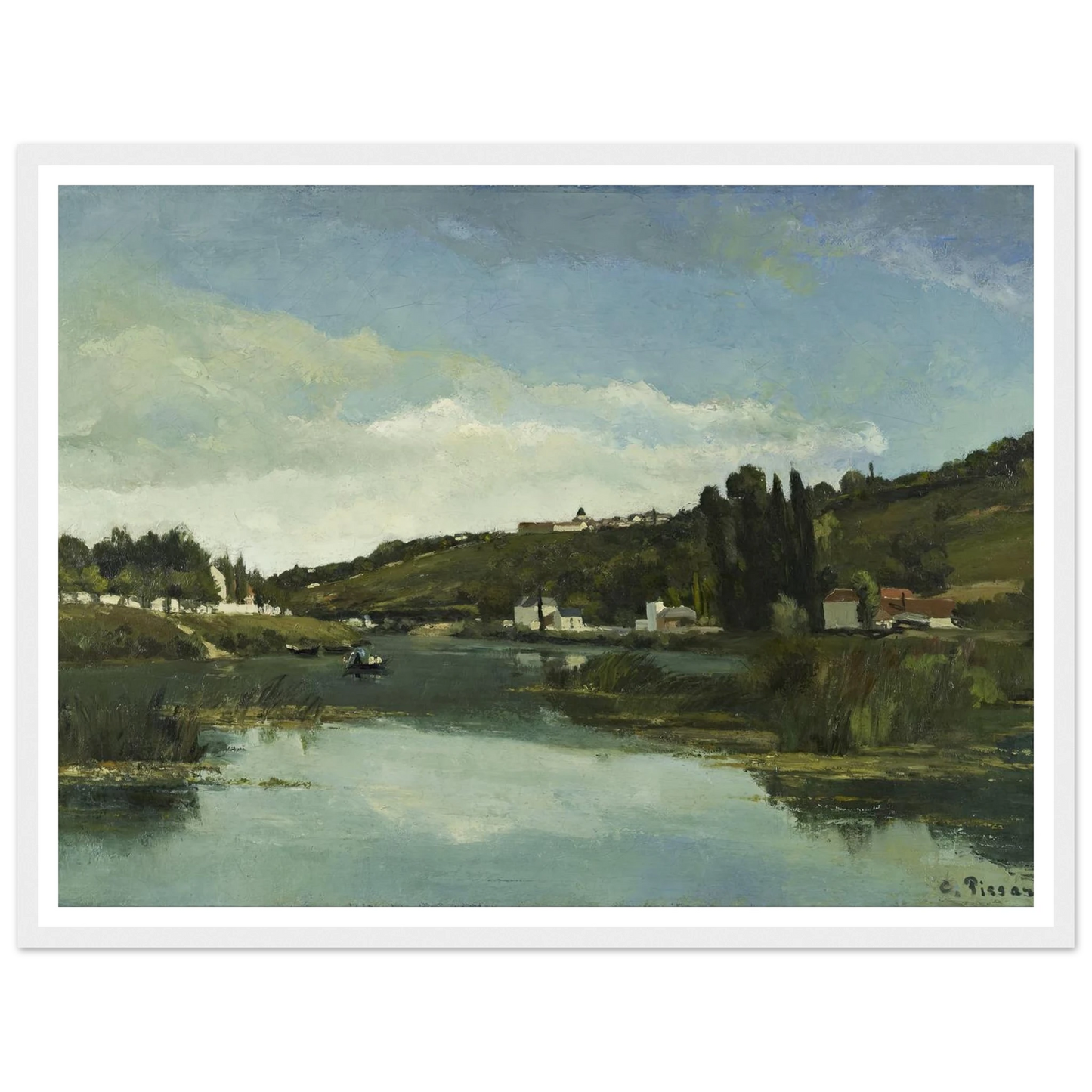 The Marne at Chennevières Art Print | Camille Pissarro - Framed Poster - 30x40 cm / 12x16″ - Black frame
