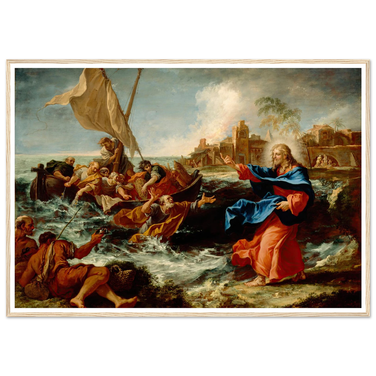 The Miraculous Draught Of Fishes (ca. between 1695 and 1697) Art Print | Sebastiano Ricci - Framed Poster - 30x40 cm / 12x16″ - Black frame