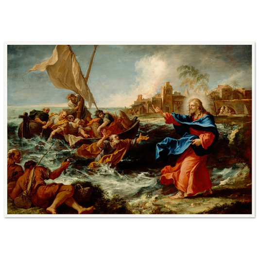 The Miraculous Draught Of Fishes (ca. between 1695 and 1697) Art Print | Sebastiano Ricci - Framed Poster - 30x40 cm / 12x16″ - Black frame