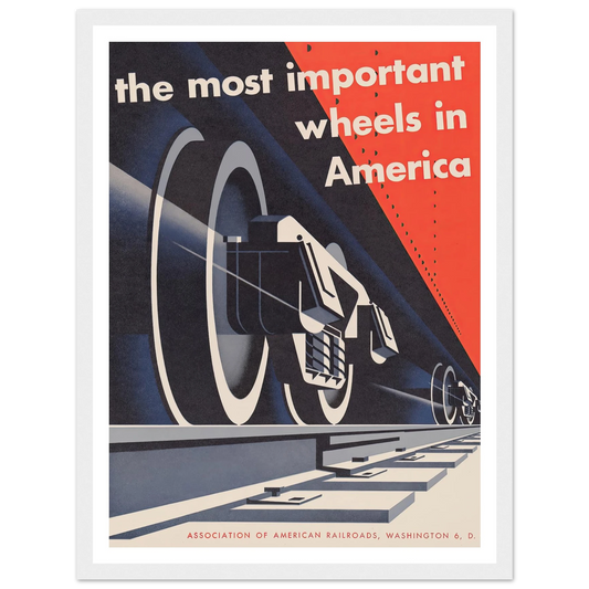 The most important wheels in America (1952) Art Print | Joseph Binder - Framed Poster - 30x40 cm / 12x16″ - Black frame