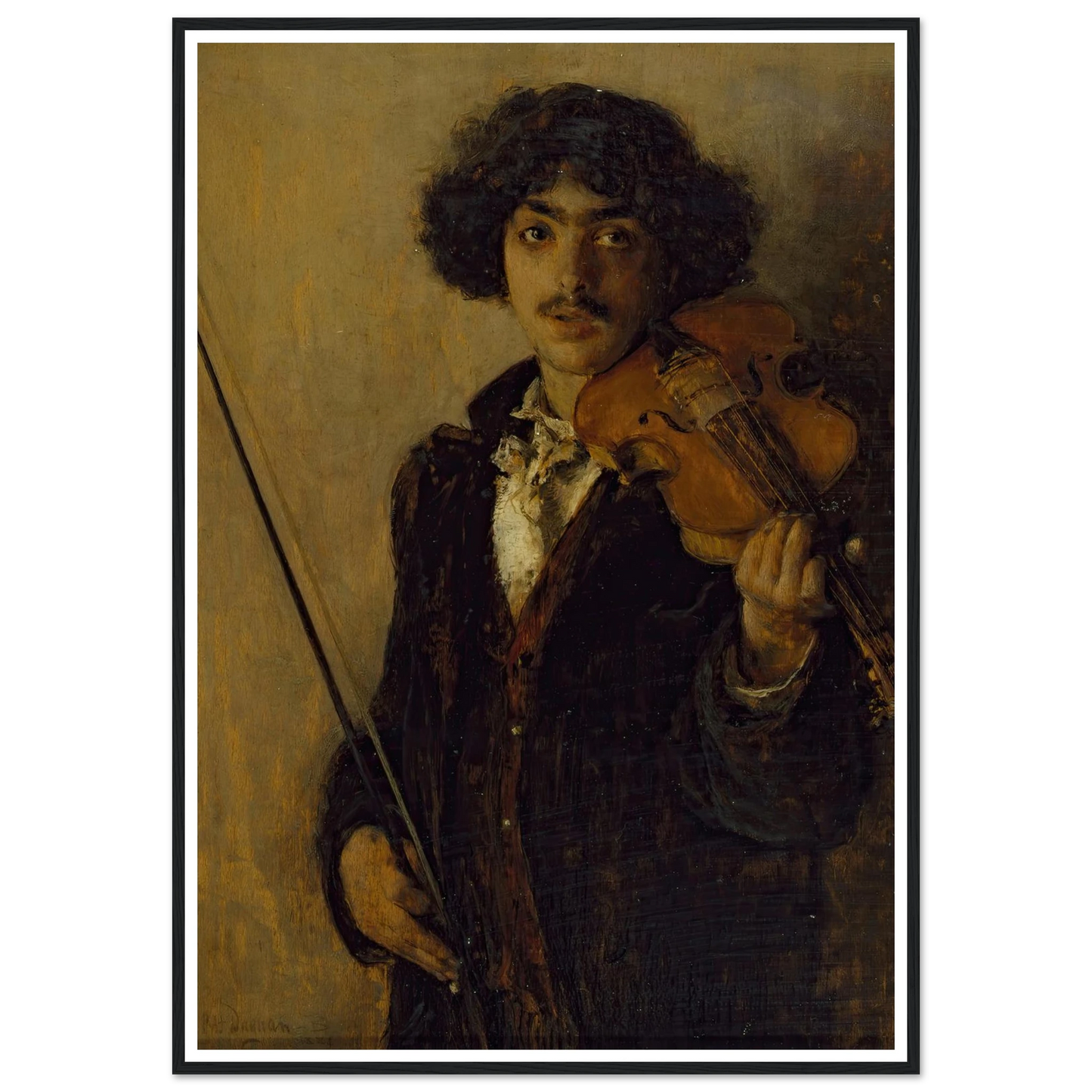 The Musician (1884) Art Print | Pascal Adolphe Jean Dagnan Bouveret - Framed Poster - 30x40 cm / 12x16″ - Black frame