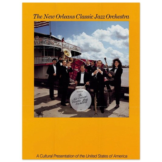 The New Orleans Classic Jazz Orchestra Art Print | US Information Agency - Framed Poster - 30x40 cm / 12x16″ - Black frame