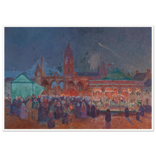 The Night Fair in Batz-Sur-Mer Art Print | Ferdinand du Puigaudeau - Framed Poster - 30x40 cm / 12x16″ - Black frame