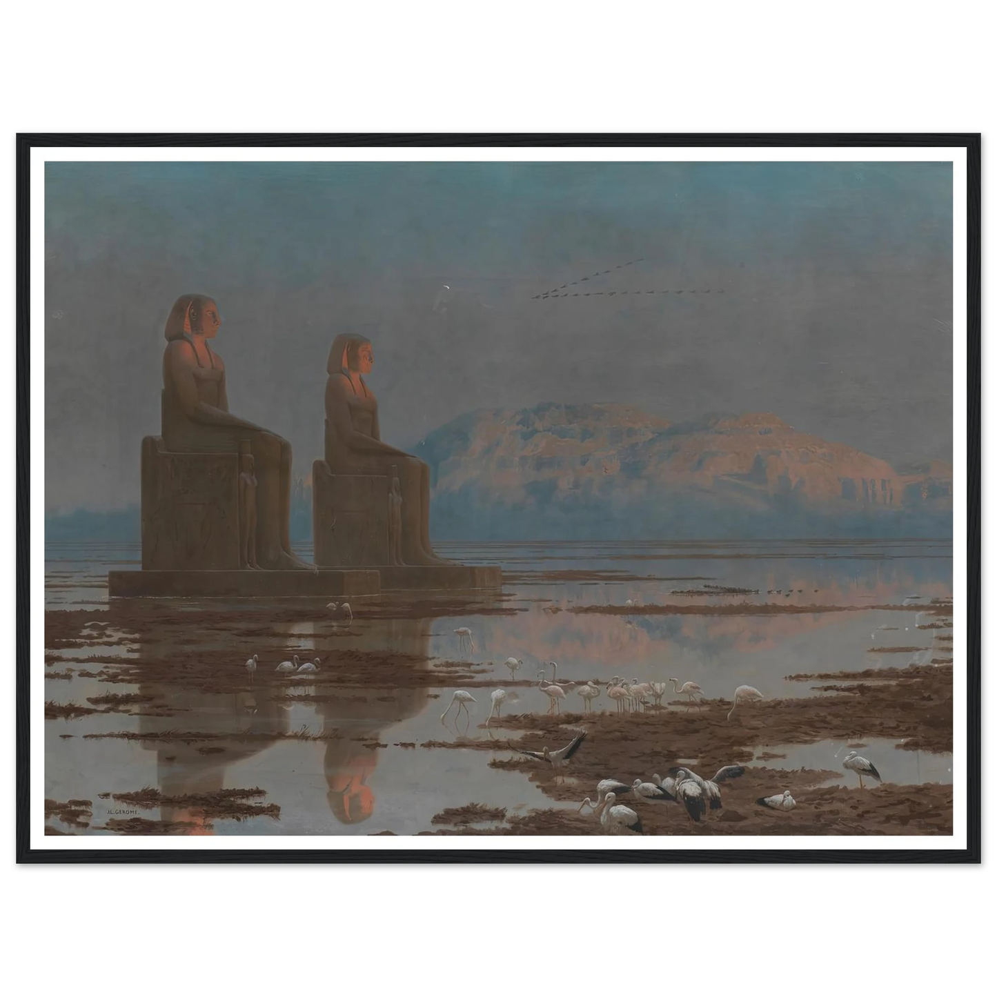 The Nile in flood, Thebes Art Print | Jean Leon Gerome - Framed Poster - 30x40 cm / 12x16″ - Black frame