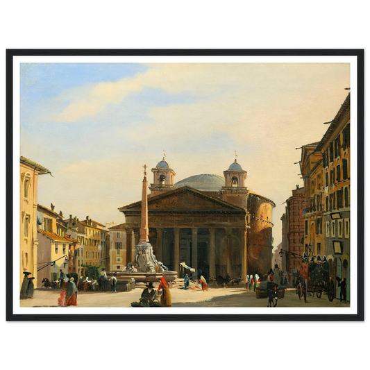 The Pantheon, Rome Art Print | Ippolito Caffi - Framed Poster - 30x40 cm / 12x16″ - Black frame