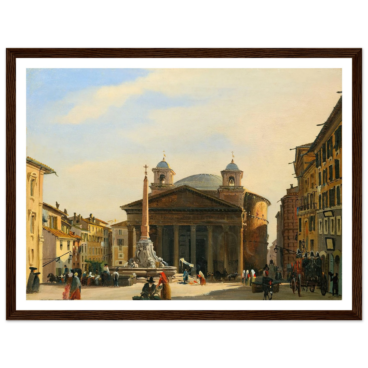 The Pantheon, Rome Art Print | Ippolito Caffi - Framed Poster - 30x40 cm / 12x16″ - Black frame