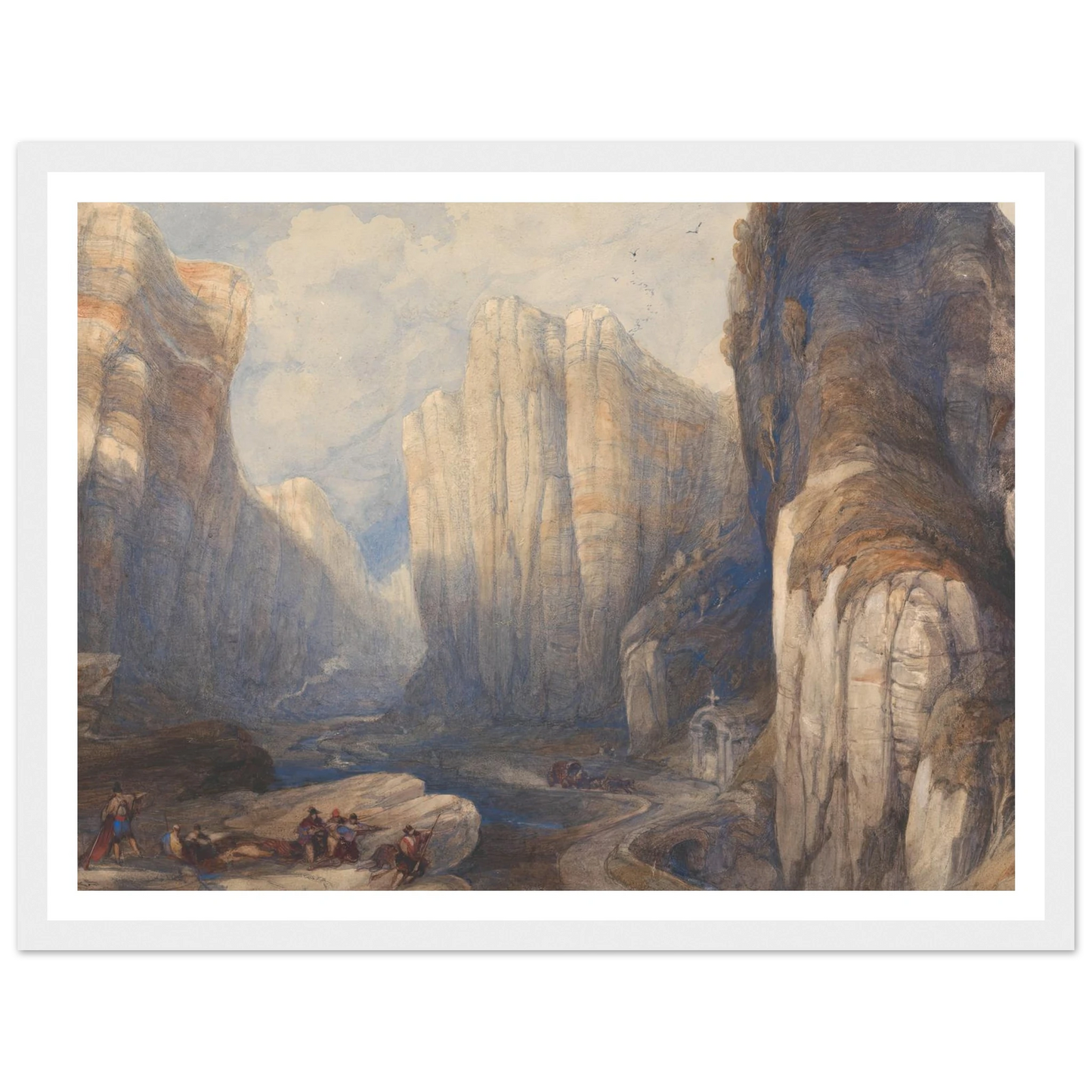 The Pass of Pancorbo, The Pyrenees Art Print | David Roberts - Framed Poster - 30x40 cm / 12x16″ - Black frame
