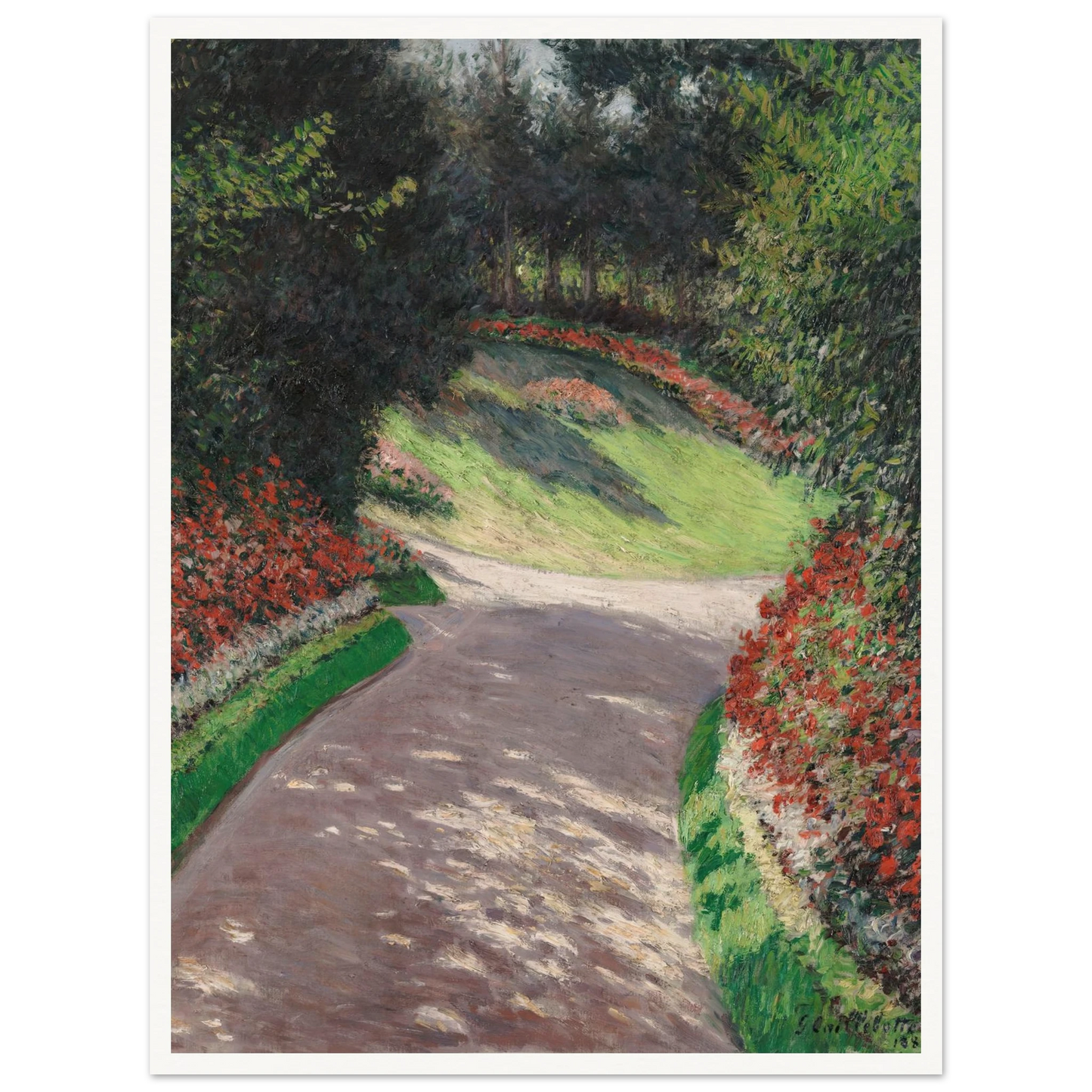 The Path in the Garden (1886) Art Print | Gustave Caillebotte - Framed Poster - 30x40 cm / 12x16″ - Black frame