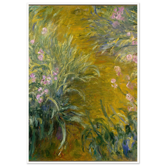 The Path through the Irises (1914-1917) Art Print | Claude Monet - Framed Poster - 30x40 cm / 12x16″ - Black frame