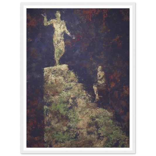 The Pedestal and the Silent Observer - Framed Poster - 30x40 cm / 12x16″ - Black frame
