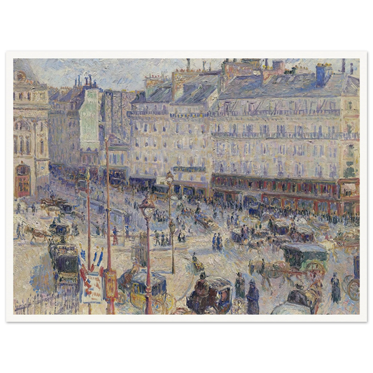 The Place du Havre, Paris (1893) Art Print | Camille Pissarro - Framed Poster - 30x40 cm / 12x16″ - Black frame