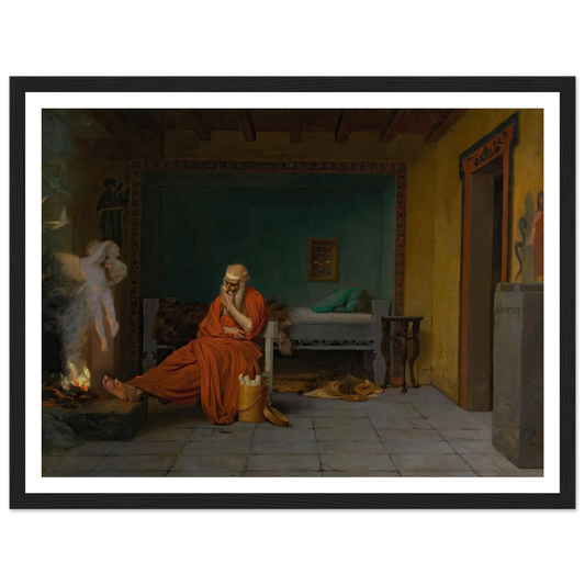 The Poet Dreams of Cupid by the Fire Art Print | Jean Leon Gerome - Framed Poster - 30x40 cm / 12x16″ - Black frame