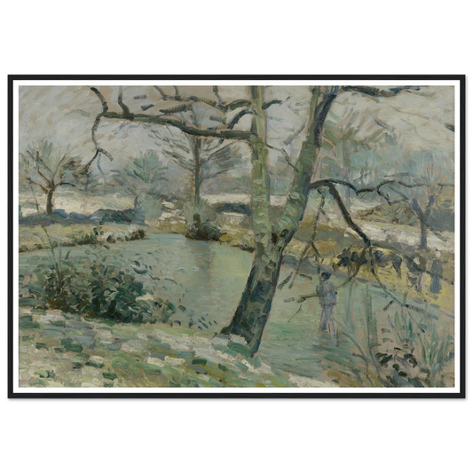 The Pond at Montfoucault, Effect of Winter (1874) Art Print | Camille Pissarro - Framed Poster - 30x40 cm / 12x16″ - Black frame