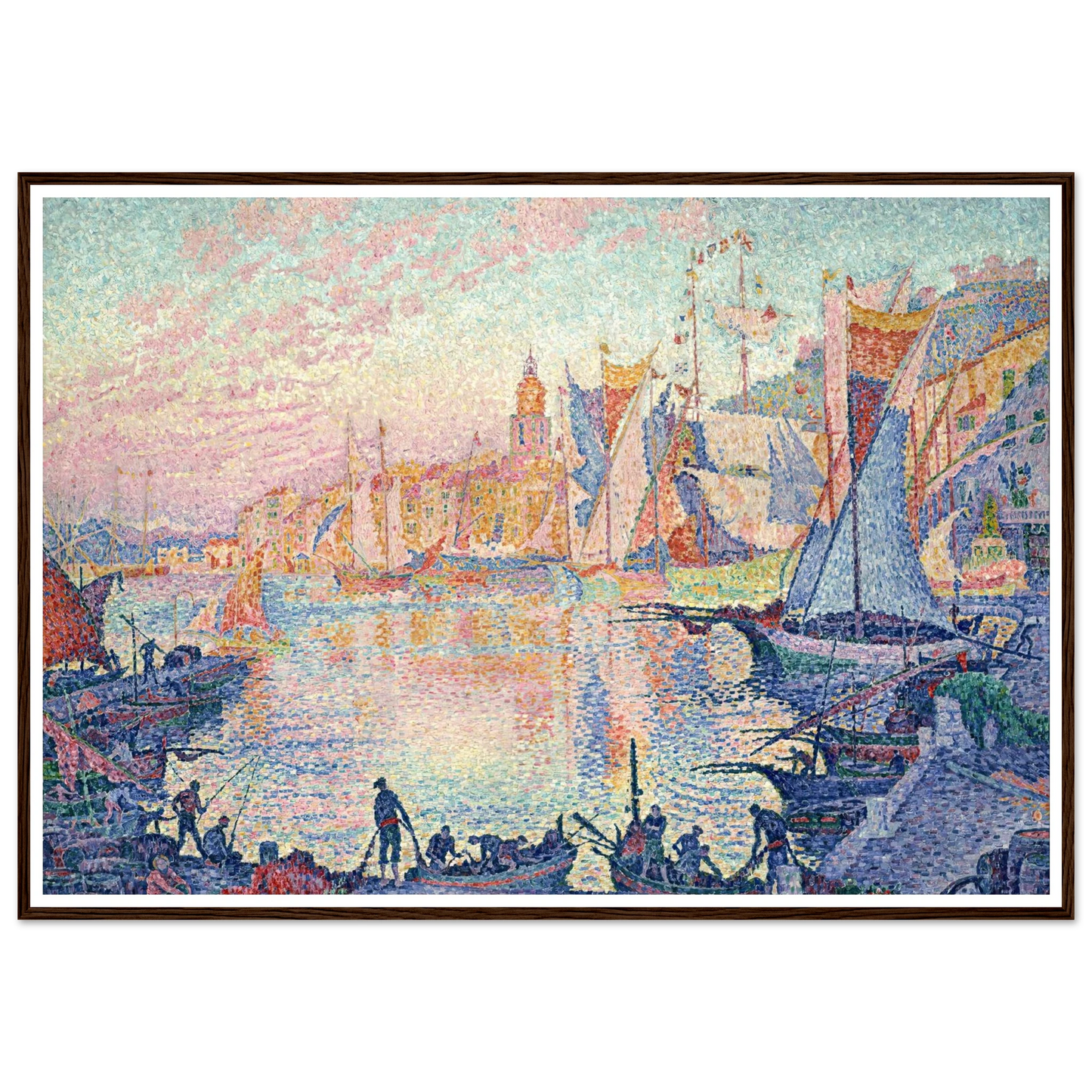 The Port of Saint-Tropez Art Print | Paul Signac - Framed Poster - 30x40 cm / 12x16″ - Black frame
