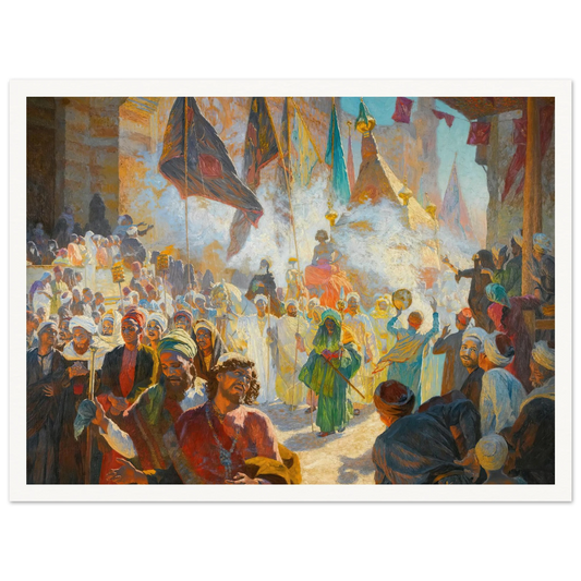 The Procession Of The Mahmal Through The Streets Of Cairo Art Print | Ludwig Deutsch - Framed Poster - 30x40 cm / 12x16″ - Black frame